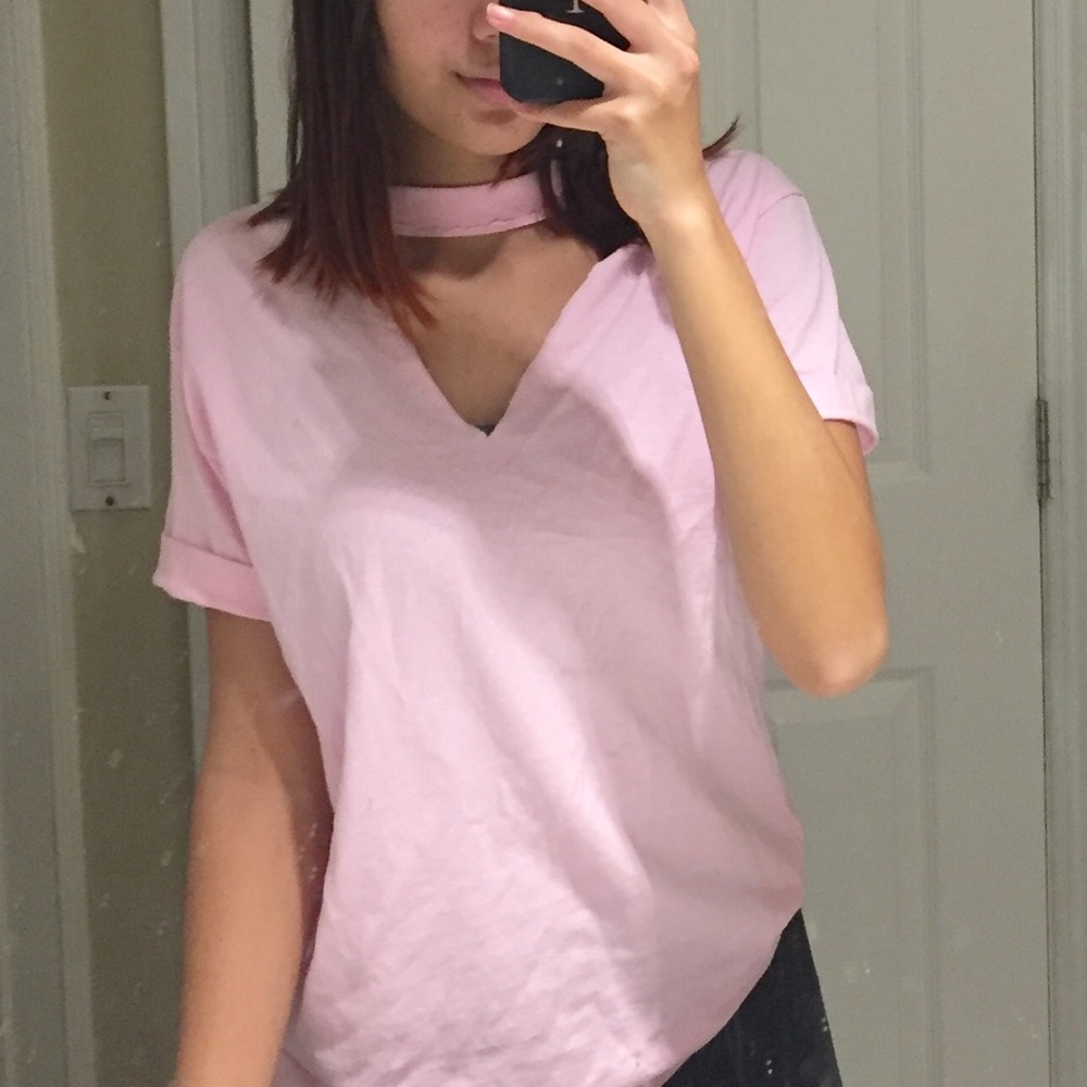 PINK CUTOUT TEE